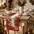 thumbnail image 4 of Sm:)e Red White Poinsettia & Pine Cone Christmas Table Runner, 13 x 72 Inch Red Farmhouse Table Decor, Universal for Indoor Outdoor Kitchen, Home & Party Decoration, 4 of 7