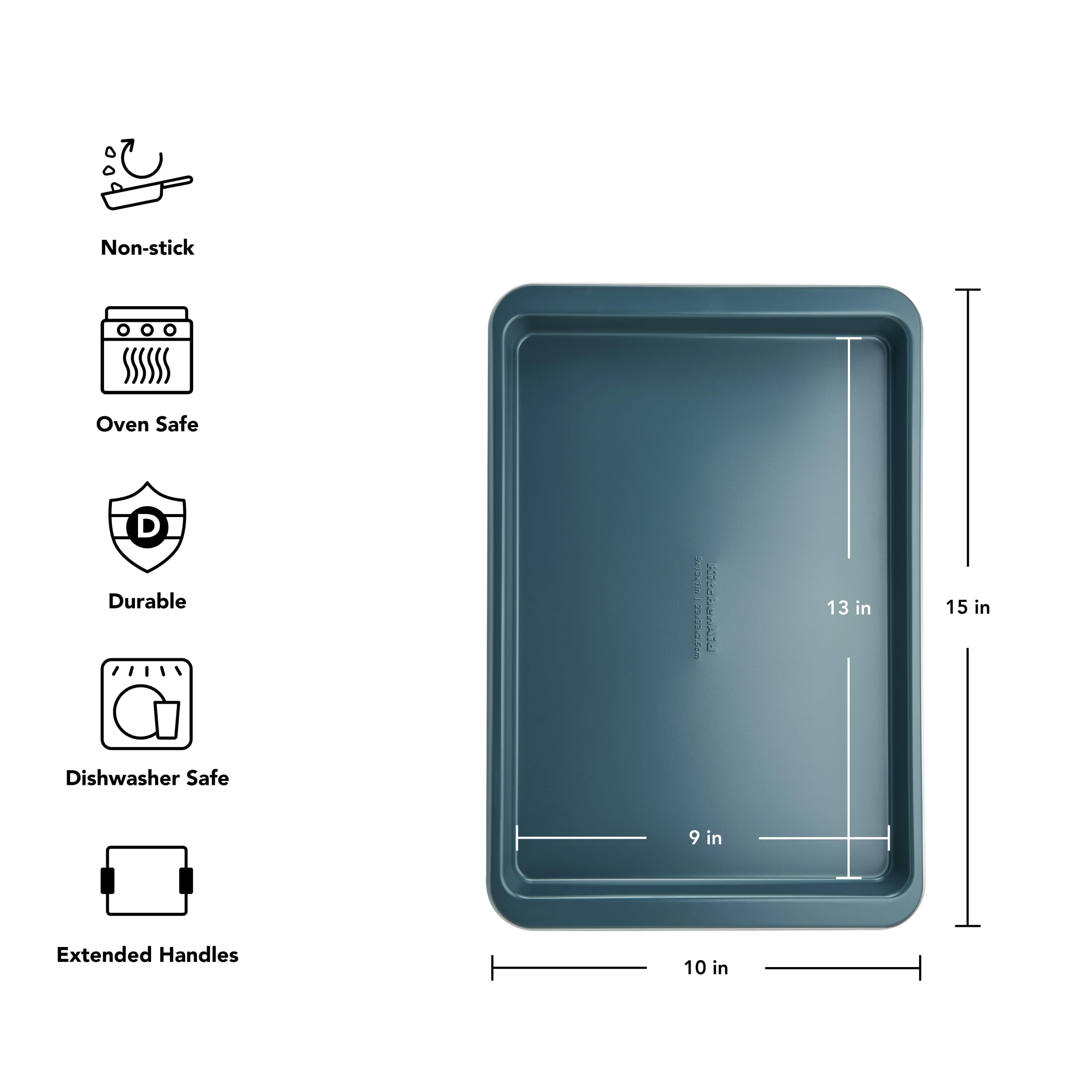 9x13 Inch Nonstick Aluminized Steel Baking Sheet Durable Even Heat Distribution Contour Design