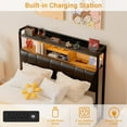 thumbnail image 2 of Homieasy Full Size Upholstered Headboard with Storage Shelves, Full Headboard with Power Outlets & LED Lights for Full Size Bed, Sturdy Full Bed Headboard for Bedroom/Dorm Room, Black Oak, 2 of 8