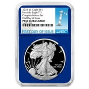 2021-W Proof $1 Type 1 American Silver Eagle Congratulations Set NGC PF69UC FDI First Label Blue Core