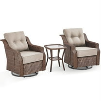 Bellefurn Luxury Outdoor Swivel Chairs Set of 2,Patio Wicker Swivel Rocking Chairs with 6 inch Thick Cushions,Patio Furniture Chairs Set for Balcony,Porch, Garden