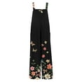 thumbnail image 5 of Pants for Women Jumpsuits Flower Printing Button Pocket Jeans Jumpsuit,Womens Pants Black S, 5 of 6