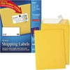 Quality Park Redi-Straightip Kraft Catalog Envelopes and Avery 8163 White Shipping Labels for Inkjet Printers, 2" x 4", 250 Labels/Pack Bundle
