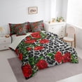 thumbnail image 4 of Homewish Cheetah Print 7-Piece Twin Bedding Set - Red Floral Rose, 4 of 9