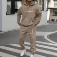 thumbnail image 2 of Men's Casual Solid Two Piece Hooded Sports Suit Pant Set with Raglan Sleeve and Drawstring for Comfortable Wear, 2 of 5