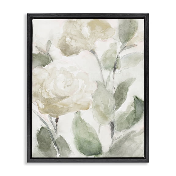 Stupell Industries French Country Charming Abstract Florals Black Floating Frame Canvas Art, 17 x 21, by Lanie Loreth
