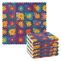 Yayeee 6 Pack Kitchen Dishcloths for Washing Dishes Soft Absorbent Microfiber Towels, Colorful Checkered Daisy
