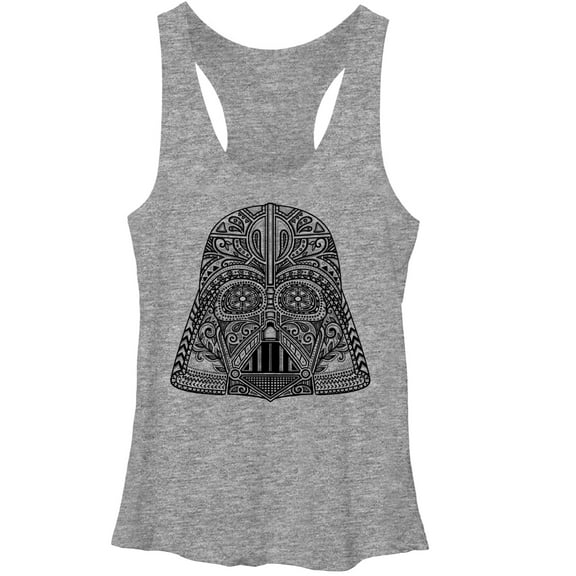 Women's Star Wars Ornate Vader Helmet Racerback Tank Top Gray Heather X Large