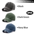 thumbnail image 4 of Miaocao 3 Pack Washed Plain Vintage Baseball Cap Cotton Adjustable Twill Bulk Low Profile Classic Dad Hat for Men/Women, 4 of 7