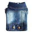 thumbnail image 4 of FTsdfkl Pet Clothes, Dog Jeans Jacket, Cool Blue Denim Coat Small Medium Dogs Lapel Vests, Puppy T-Shirt Comfort and Cool Apparel for Small Medium Dogs Cats,Vintage Textured Grain,XL, 4 of 9