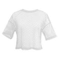 thumbnail image 4 of Women's Mesh Fishnet Tops Summer Lightweight Short Sleeve Crew Neck Cropped T Shirts Sheer See Through Casual Trendy Pullover Blouses, 4 of 5