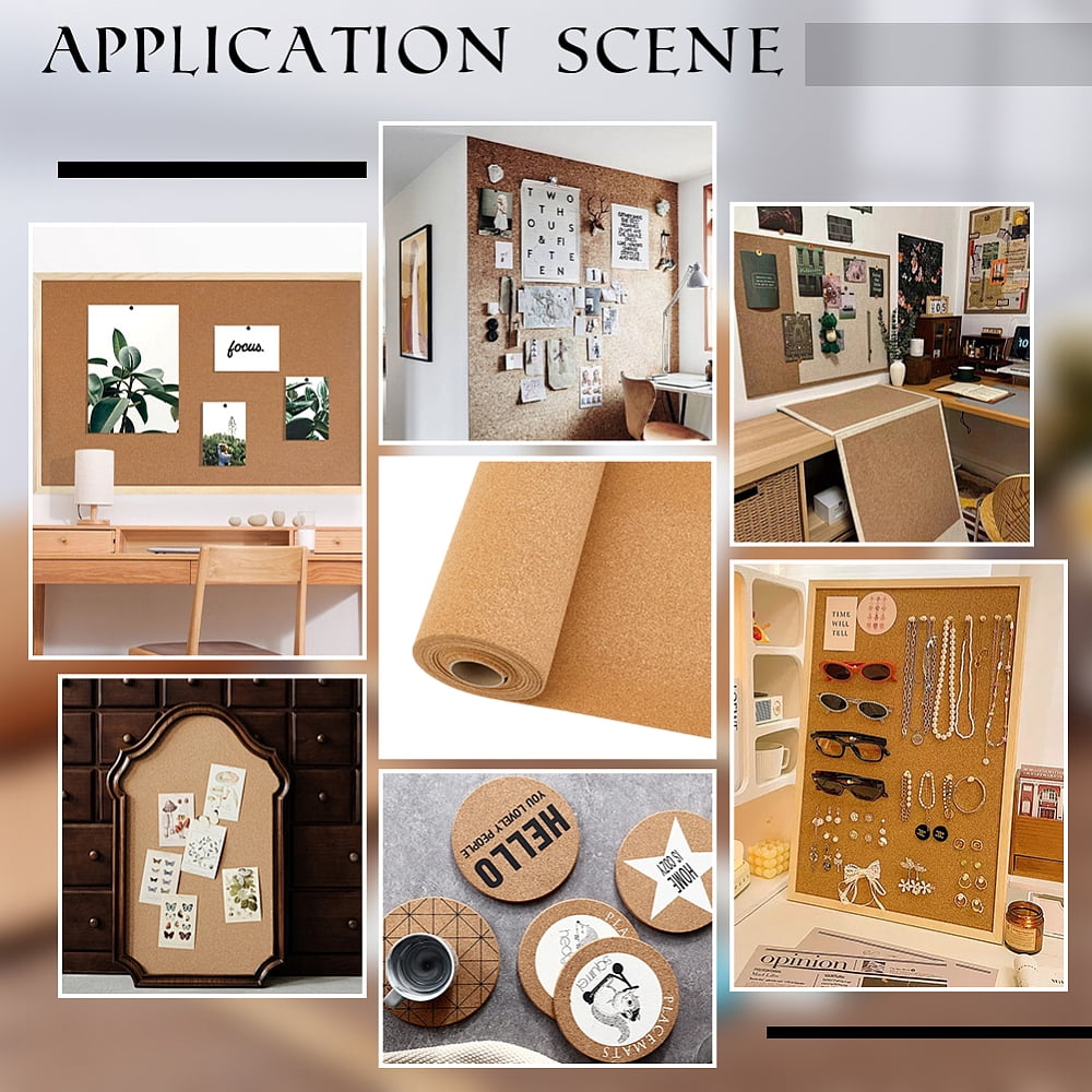 Large Cork Roll 118x11.9 Inch Cork Board Roll 1/8 Inch Thick Natural Corks Rolls Bulletin Boards Decorative Photo and Message Push Pin Displays