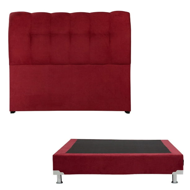 Box Base Cama Queen Size + Cabecera Nube Rojo