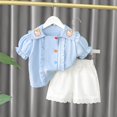 thumbnail image 4 of Fsqjgq Toddler Girls Outfits Baby Girl Floral Summer Clothes Shorts Sets Cartoon Print Ruffle Short Sleeve T Shirt Tops Cute Shorts Set 18-24 Months, 4 of 4