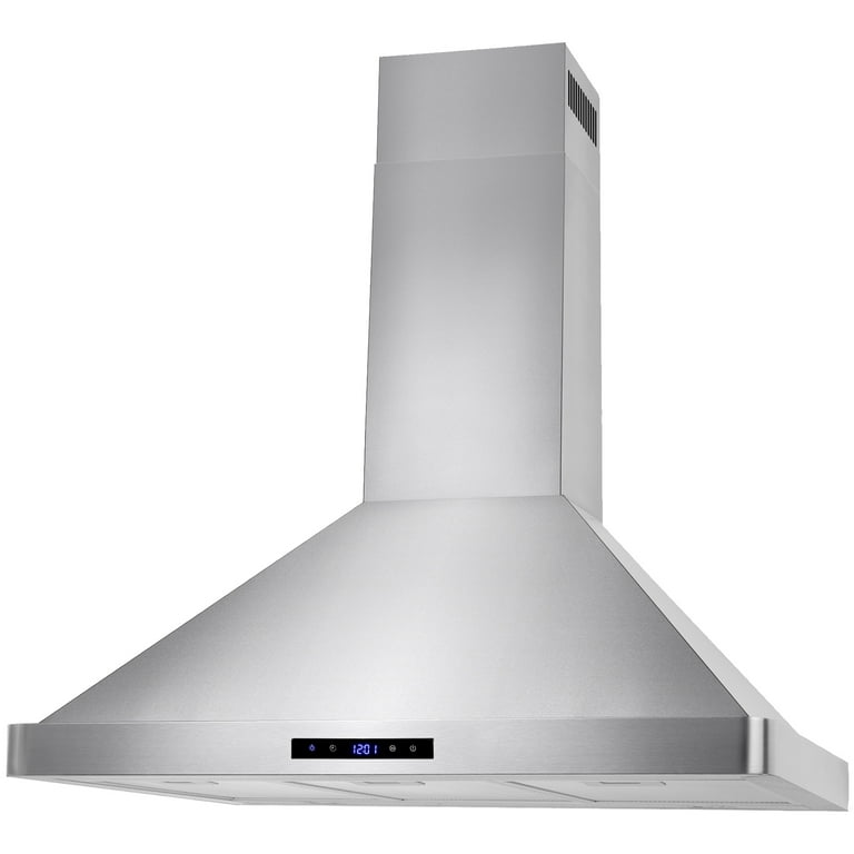 FIREGAS Range Hood 30 Inch, Stainless Steel Wall Mount Kitchen Hood with 3  Speed Exhaust Fan, Ducted/Ductless Convertible, Touch Control, Stove Vent  Hood with 5-Layer Aluminium and Charcoal Filters 