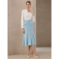 thumbnail image 2 of DARING DIVA Women's High Elastic Waist Fishtails Midi Skirts for Work S Blue, 2 of 6