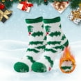 thumbnail image 2 of GILIGEGE 2 Pairs Christmas Fuzzy Socks for Women Cozy Soft Fluffy Striped Socks Warm Sleeping Socks for Winter Holiday Home Fleece Warm Cozy Holiday Slipper Socks for Women, 2 of 5