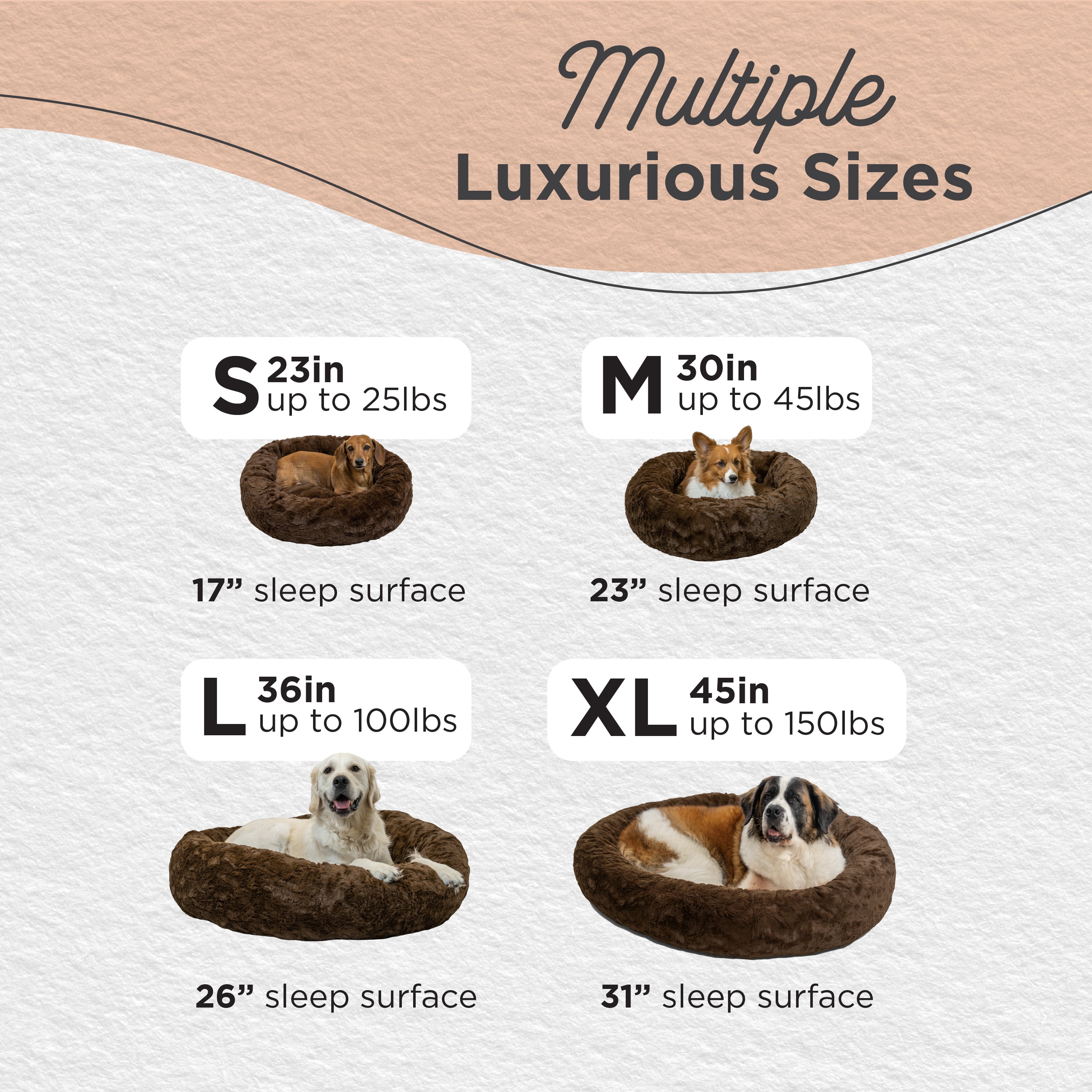 Best Friends by Sheri Original Calming Donut Dog and Cat Bed, Lux Faux Fur, Dark Brown, (23in x 23in) - Anxiety Relief for Pets Up to 25 lbs
