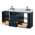 thumbnail image 3 of Ariel Kelly 67 Inch Double Oval Sink Bathroom Vanity With Italian Carrara Marble Countertop 1.5 inch Edge In Midnight Blue, 3 of 6