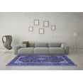 thumbnail image 3 of Ahgly Company Indoor Square Medallion Blue Traditional Area Rugs, 6' Square, 3 of 4
