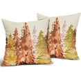 thumbnail image 2 of Rustic Fall Pillow Covers 16x16 Set of 2 Watercolor Tree Autumn Color Nature Themed Style Burnt Orange Yellow Forest Print Decorative Throw Pillows Outdoor Linen Cushion Case Decor for Sofa Couch Bed, 2 of 6
