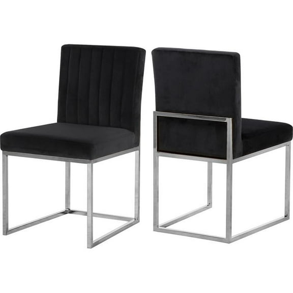 Maklaine Contemporary Black Velvet Dining Chair (Set of 2)