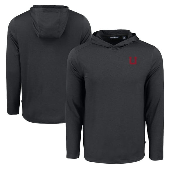 Men's Cutter & Buck Black Utah Utes Coastline Epic Comfort Eco Recycled Long Sleeve Hoodie T-Shirt