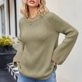 thumbnail image 5 of Lovskoo 2024 Sweaters for Women Long Sleeve Solid Round Neck Trendy Knitwear Loose Pullover Sweater Coffee, 5 of 6