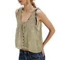 thumbnail image 2 of YOZGXEG Tank Tops For Women Sleeveless Lace Tank Top Women Vacation Front Tie Mesh Chiffon Cotton Polyester Top Yellow S-L, 2 of 4