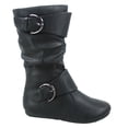 thumbnail image 1 of New Kids Girls Dual Buckle/Zipper Quilted Mid Calf Motorcycle Riding Boots (Black-May14K-2 Little Kid), 1 of 2