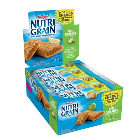 - Kellogg's Nutri-Grain Soft Baked Apple Cinnamon Breakfast Bars, 1.3 Oz., 16 Count