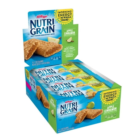 Kellogg's Nutri-Grain Soft Baked Apple Cinnamon Breakfast Bars, 1.3 Oz., 16