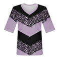 thumbnail image 3 of CIENVNSTG Womens T Shirts V Neck 3/4 Length Sleeve T Shirts Spring Summer Elbow Length Tops Basic Dressy Casual Workout Blouses 2026 Light Purple 3XL, 3 of 6
