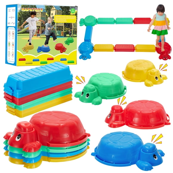 Balance Beams Stepping Stones For Kids - 12 Piece Turtle Jumping Stepping Stones Balance Beams, Toddler Indoor or Outdoor Play Obstacle Course, Stock