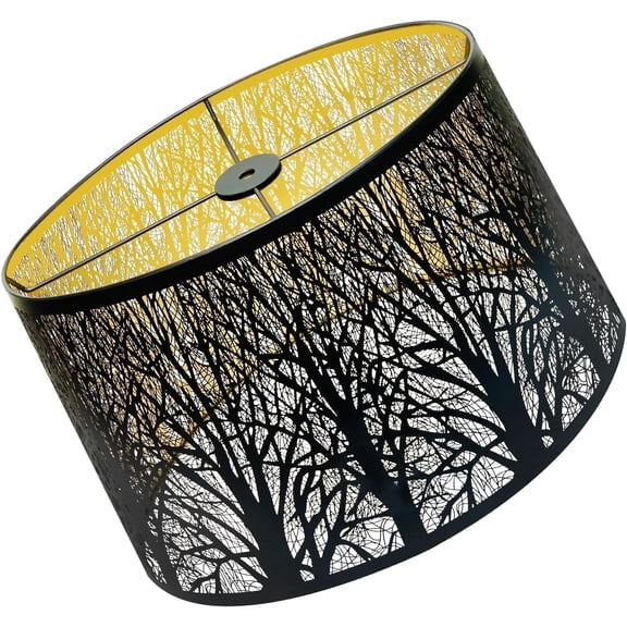 Metal Drum Lampshade for Table Lamps, AEELLEEA Large Oval Lamp Shade For Floor Lamps, Black Light Cover (Spider) (12×8)'' ×(14×10.5)'' ×8.5" H