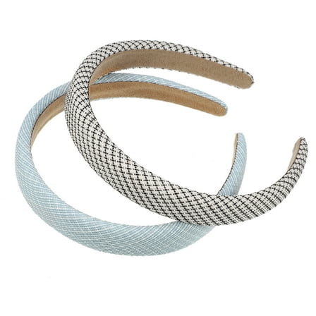 Vocoste 2 Pcs Pastoral Stripe Headbands Hair Accessories for Women Black Blue 0.87"