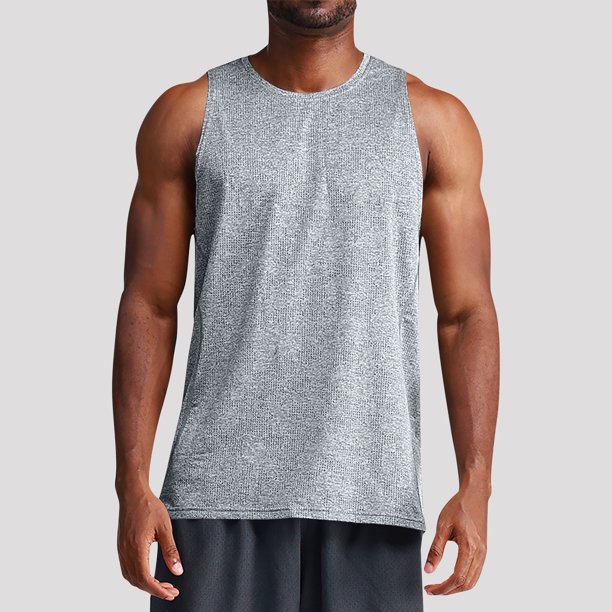 pstuiky Camisetas sin mangas para hombre, Camiseta deportiva de cuello redondo ajustada de color liso para hombre, moderna, para fitness y ocio Camisas de hombre xxl