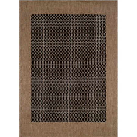 Couristan Recife Checkered Field Area Rug  3 9  x 5 5   Black-Cocoa Couristan Recife Checkered Field Indoor/ Outdoor Area Rug in Black-Cocoa: Indoor and Outdoor Rated Features a Structured  Flat Woven Construction that has a Smooth Surface Made from 100% Polypropylene  Making It Durable  Stain Resistant  and Easy to Clean UV Resistant to Keep Colors Brighter for Longer Pet-friendly