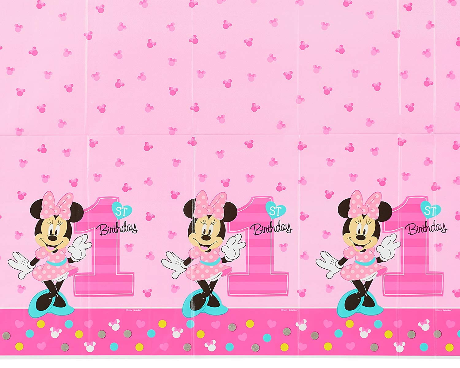 Girls Official Minnie Mouse Party Table Cover Cloth 120cm x 180cm Reusable