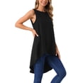 thumbnail image 4 of INSPIRAR CHIC Blusa sin mangas para mujer, cuello redondo, dobladillo asimétrico, ajuste holgado, blusa tunic alta y baja, negra M, 4 of 5