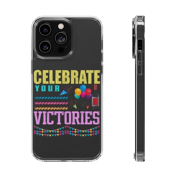 DistinctInk Clear Case for Apple iPhone 15 PRO (6.1" Screen) - Celebrate Your Victories