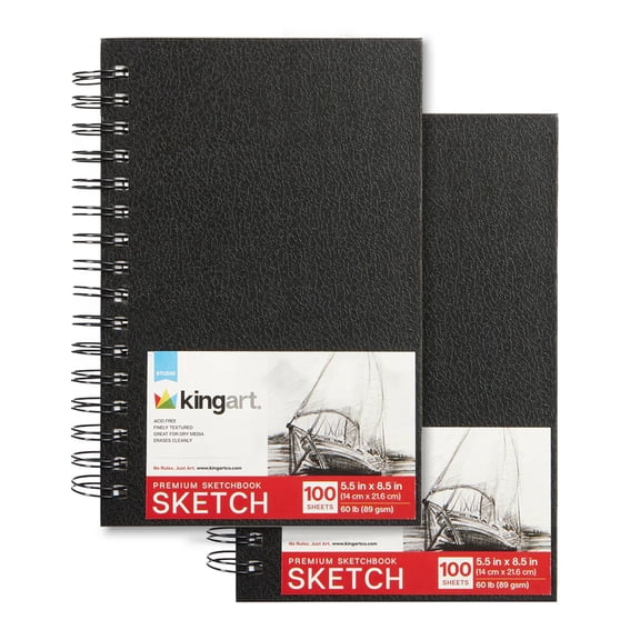 Hardcover Spiral Sketchbooks – 5.5" x 8.5" (2 Pack)