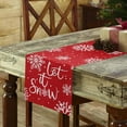 thumbnail image 3 of Christmas Table Runner-Cotton Linen-Let it Snow Dinner Scarf Décor,Long 36 Inch Holiday Winter Snowflake Dresser Scarves,Farmhouse Xmas Kitchen Coffee/Dining Home Living Room Tablerunner,Red White, 3 of 7