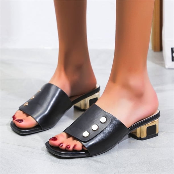Zapatos de mujer de tacón medio, sandalias de mujer de tacón grueso a la moda y versátiles, ropa exterior, sandalias y zapatillas de boca de pez Wmkox8yii hj789