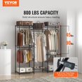 Heavy Duty Clothes Rack, Rolling Clothing Garment Rack with 3 Storage