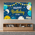 thumbnail image 6 of Blue and Yellow Happy Birthday Banner with Balloons Star Elements and Bunting Party Supplies Photography Props Backdrop Decors for Birthday Party Celebration Photo Booth Setup Home Decorations, 6 of 7