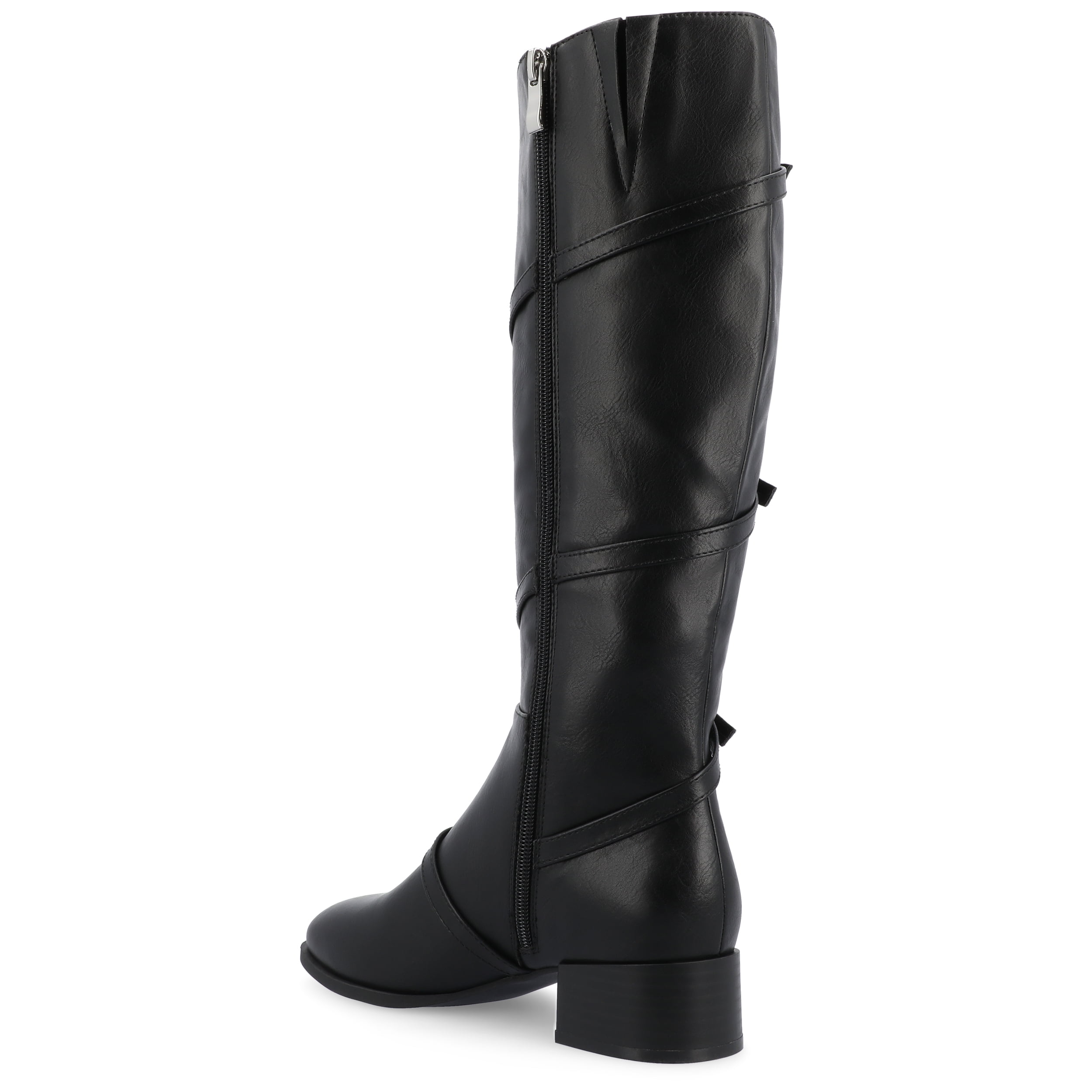 Journee Womens Elettra Stacked Block Heel Round Toe Boots