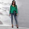 thumbnail image 2 of Jdlsppl Women's Soft Top Casual Button Up Shirt Long Sleeve Thin Loose Button Up Button Fashion Button Down Shirt Green Small, 2 of 4