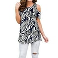 thumbnail image 4 of Camiseta de mujer con cuello redondo y hombros descubiertos Camiseta con estampado floral, negro, blanco, XL Yuarrent AP001532-04, 4 of 7
