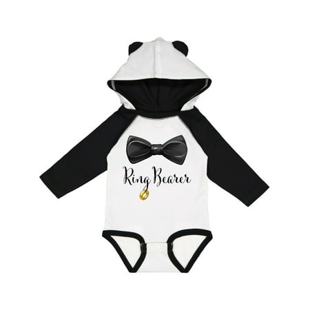 

Inktastic Ring Bearer- Black Bow Tie Gift Baby Boy Long Sleeve Bodysuit